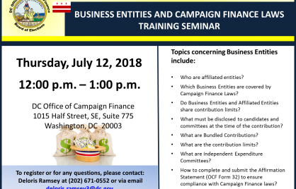 Business Entities and Campaign Finance Laws Training Seminar